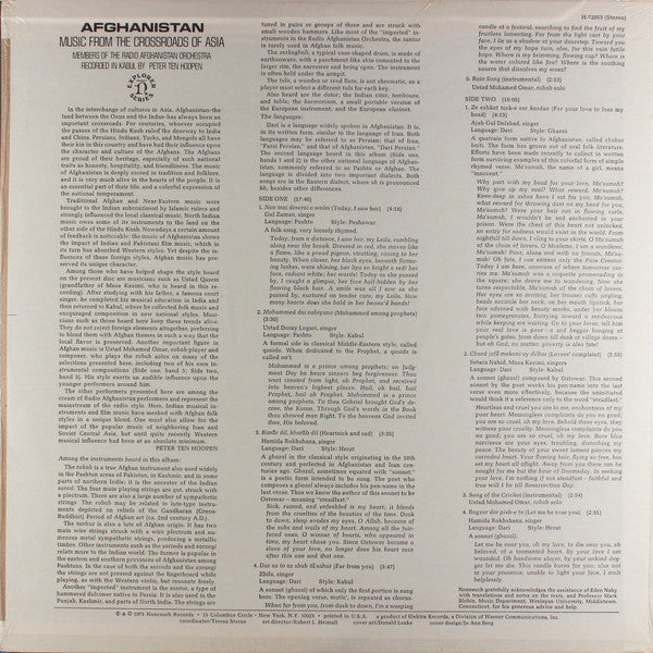 Release: Afghanistan: Music From The Crossroads Of Asia-Vinyl-US-1973-H-72053-3599014