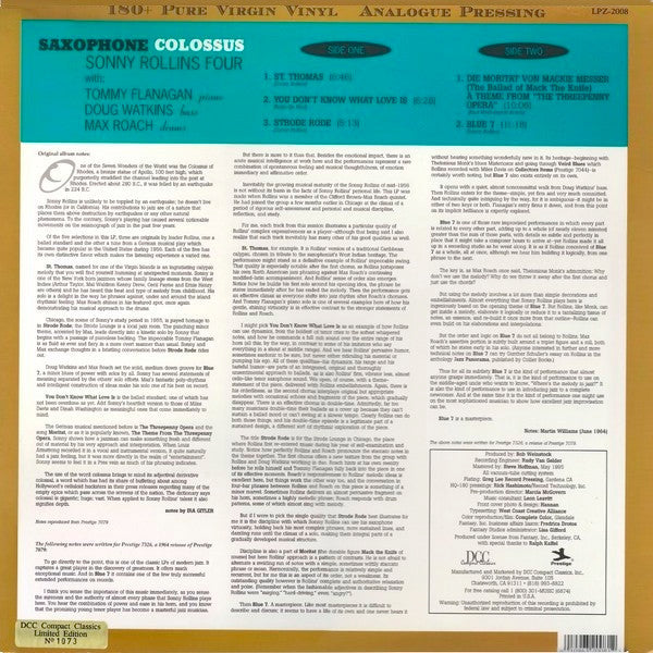 Release: Saxophone Colossus-Vinyl-US-1995-LPZ-2008, LPZ-2008-4085008