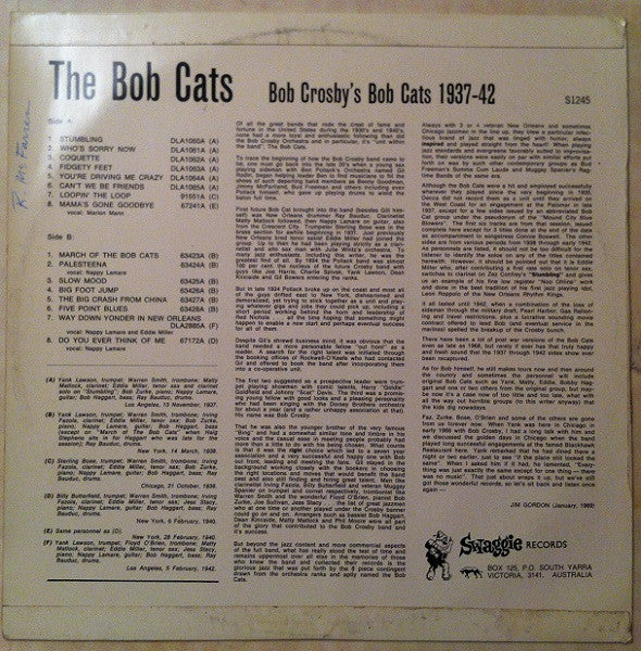 Master Release: The Bob Cats - Bob Crosby's Bob Cats 1937-42 by Bob Crosby And The Bob Cats