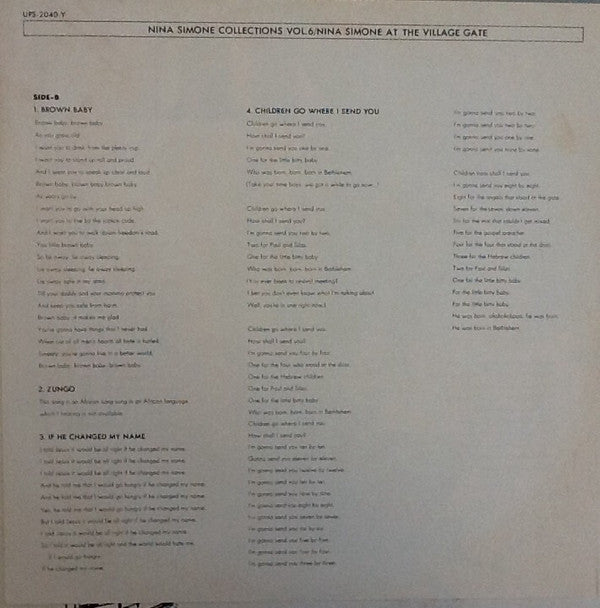 At The Village Gate - Nina Simone Collections Vol. 6