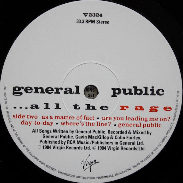 Release: ...All The Rage-Vinyl-UK-1984-V2324-1494179