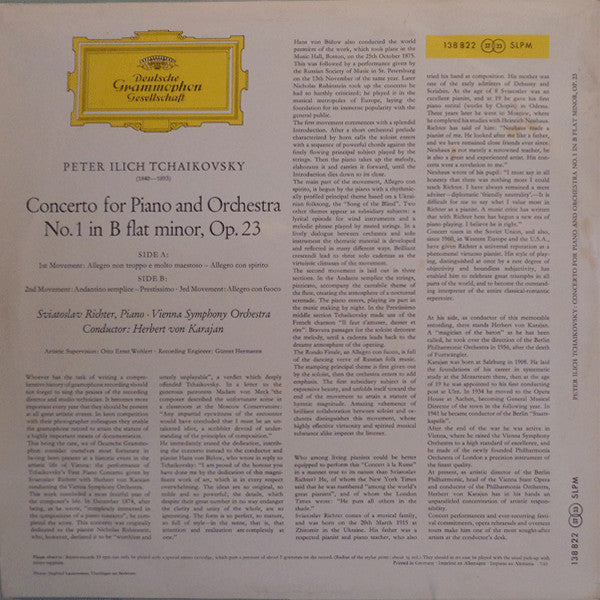 Release: Konzert Für Klavier Und Orchester Nr. 1 B-moll-Vinyl-UK-None-138 822 SLPM-8204008