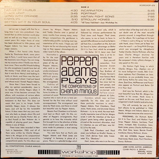 Master Release: Plays The Compositions Of Charlie Mingus by Pepper Adams