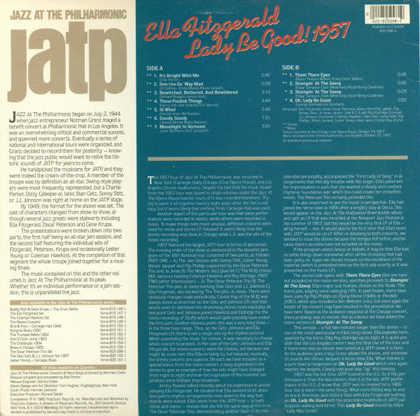 Release: Ella Fitzgerald At The Opera House-Vinyl-US-1985-825 098-1-5205867