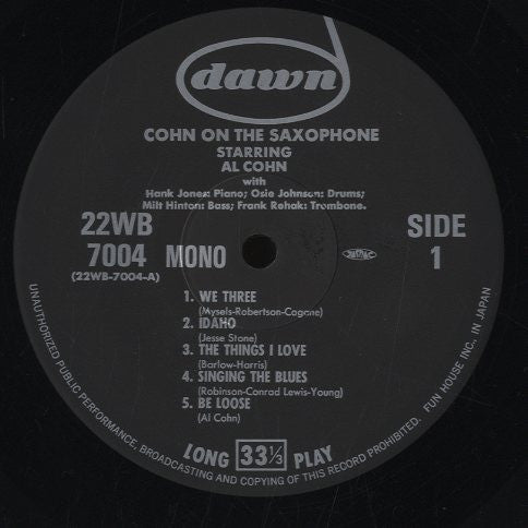 Release: Cohn On The Saxophone-Vinyl-Japan-None-22WB-7004-6174566