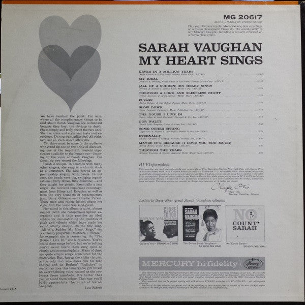 Release: My Heart Sings-Vinyl-US-1961-MG 20617, MG-20617-2474357