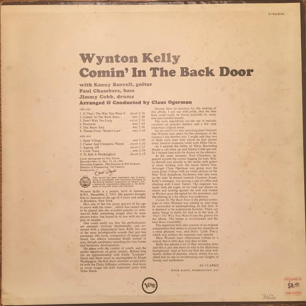 Master Release: Comin' In The Back Door by Wynton Kelly