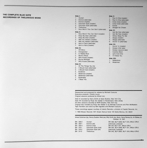 Master Release: The Complete Blue Note Recordings Of Thelonious Monk by Thelonious Monk