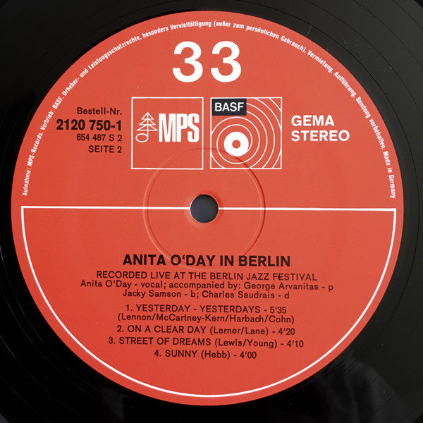 Anita O'Day In Berlin, Recorded Live At The Berlin Jazz Festival