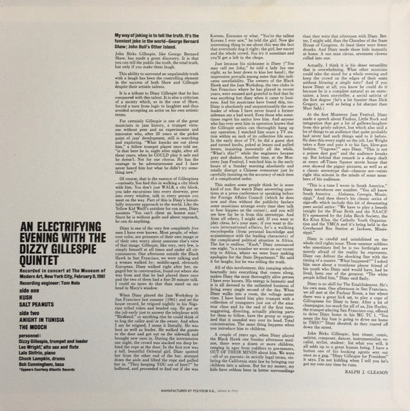 An Electrifying Evening With The Dizzy Gillespie Quintet - Recorded Live In Concert