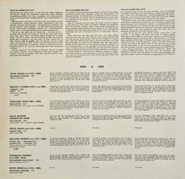 Release: Ortiz, Morley, Dowland, Rauh, Newsidler, Ballard, Robinson, Abel, De Caix D'Hervelois-Vinyl-Sweden-1976-LP-22, BIS-LP-22-4552078