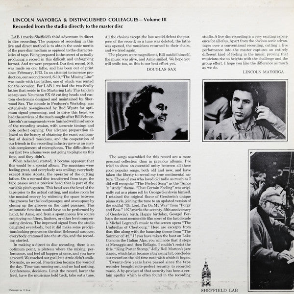 Lincoln Mayorga & Distinguished Colleagues - Volume III