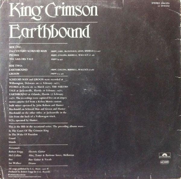 Release: Earthbound-Vinyl-Germany-None-2344 074-3763107