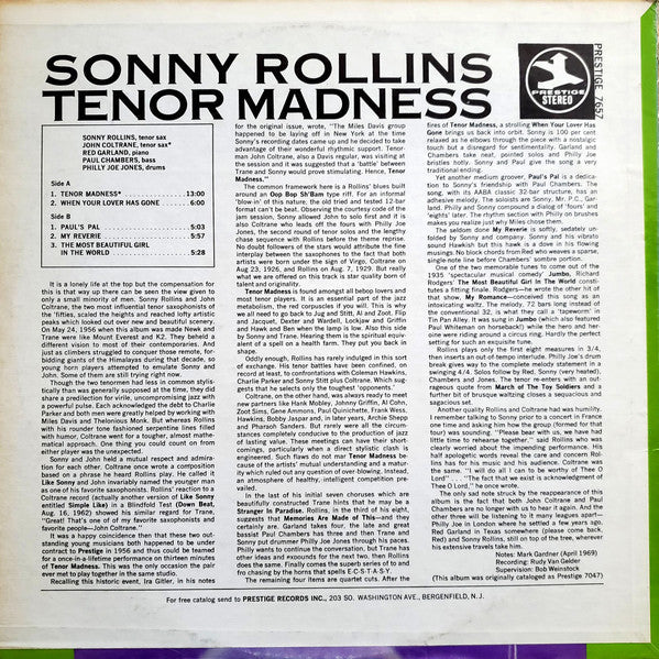 Release: Tenor Madness-Vinyl-US-1972-PR 7657, PRT-7657-6410596