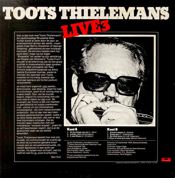 Master Release: Live 3 by Toots Thielemans
