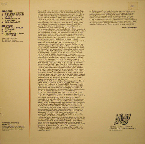 Release: Charlie Mariano-Vinyl-UK-1982-AFF 99-3867803