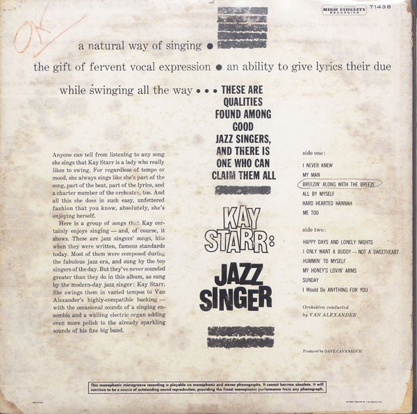 Master Release: Kay Starr: Jazz Singer by Kay Starr