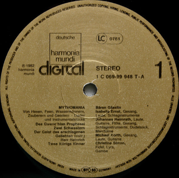Mythomania (Von Hexen, Feen, Wassermännern, Zauberern Und Geistern - Lieder Und Instrumentalstücke)