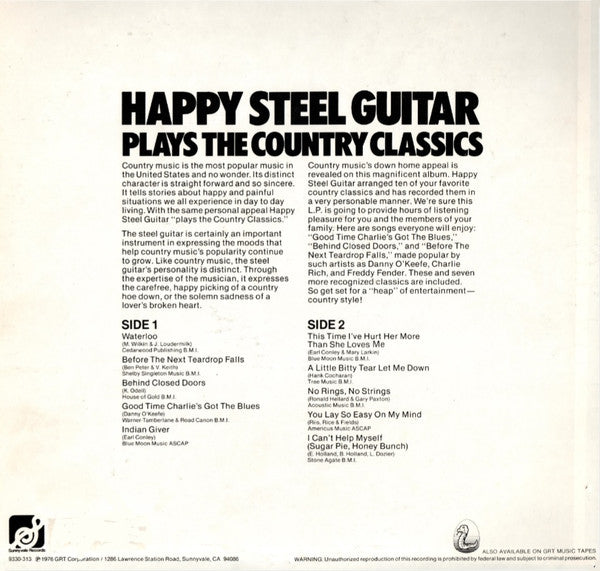 Master Release: Plays The Country Classics by Happy Steel Guitar