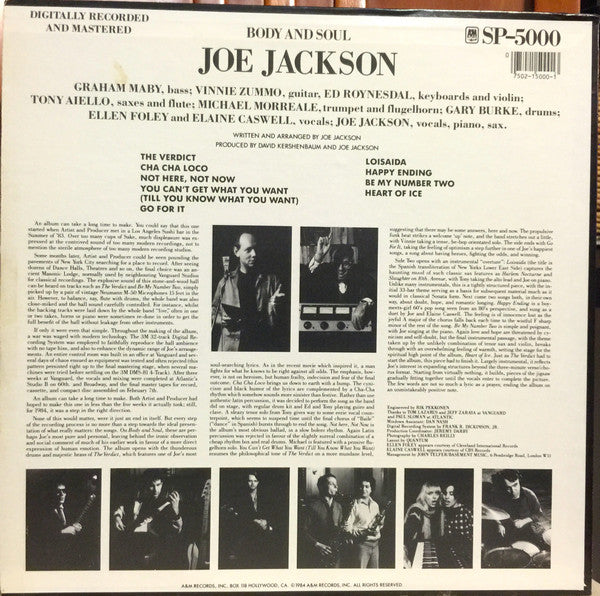 Release: Body And Soul-Vinyl-US-1984-SP5000, SP-5000-9960168