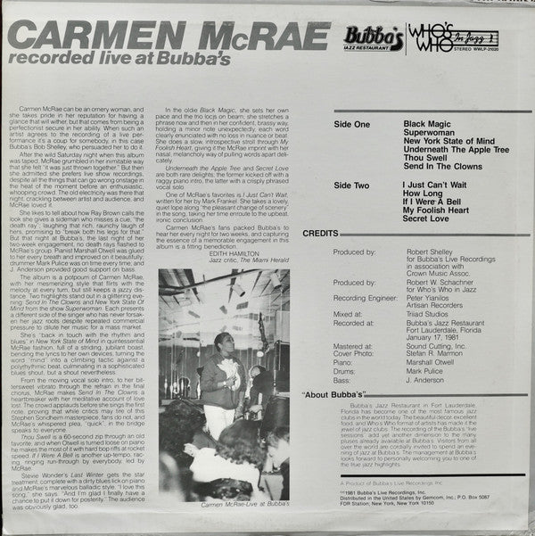 Release: Recorded Live At Bubba's-Vinyl-US-1981-WWLP 21020-5208785