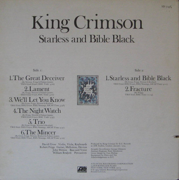 Release: Starless And Bible Black-Vinyl-US-1975-SD 7298-8101556