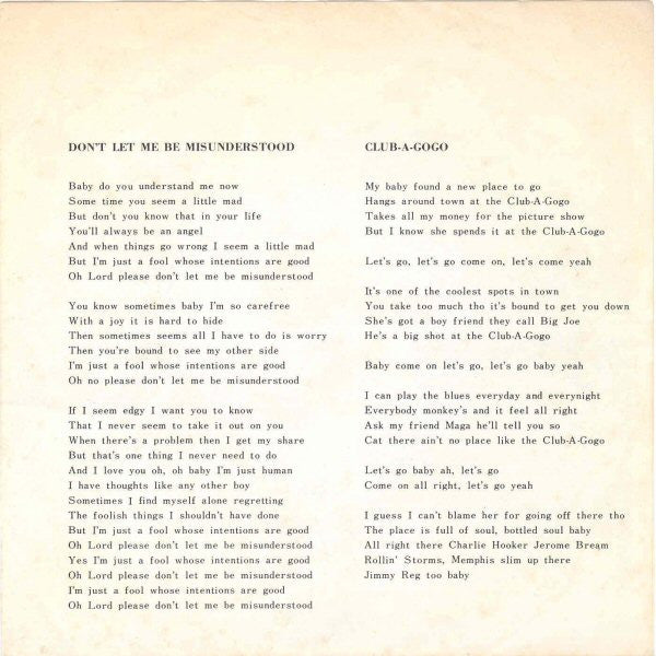 悲しき願い = Don't Let Me Be Misunderstood