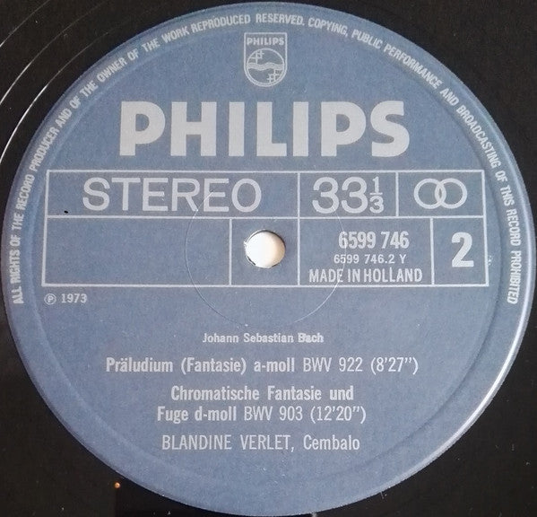 Sämtliche Toccaten = The Complete Toccatas, BWV 910-916 / Präludium (Fantasie) = Prelude (Fantasy), BWV 922 / Chromatische Fantasie Und Fugue = Chromatic Fantasy And Fugue, BWV 903