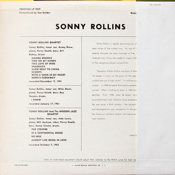 Master Release: Sonny Rollins With The Modern Jazz Quartet by Sonny Rollins