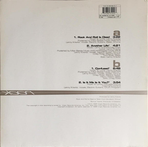 Release: Rock And Roll Is Dead-Vinyl-UK-1995-7243 8 93102 0 7, VUSAB 93-2037981