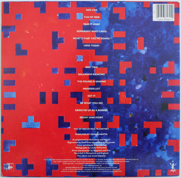 Release: Tug Of War-Vinyl-US-1982-TC 37462, TC 37462, 37462, 37462-7290743