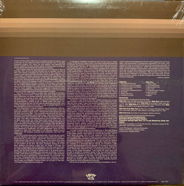 Billy Eckstine Sings