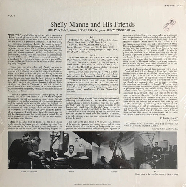 Release: Shelly Manne & His Friends Vol. 1-Vinyl-US-1986-OJC-240, C3525, C-7525-3337042