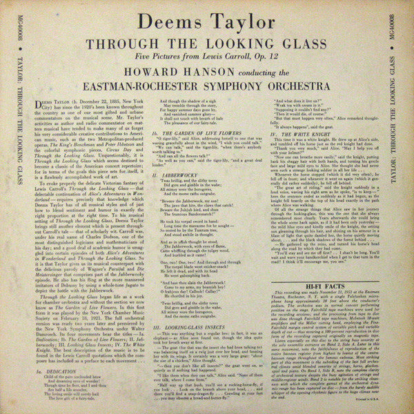 Release: Through The Looking Glass, Op. 12 (Five Pictures From Lewis Carroll)-Vinyl-US-1954-MG 40008-5246110