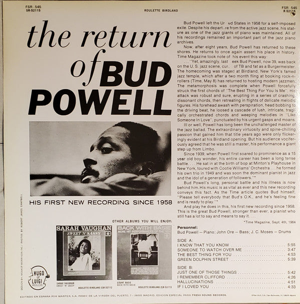 Release: The Return Of Bud Powell-Vinyl-US-None-SR-52115, FSR-545-5567495