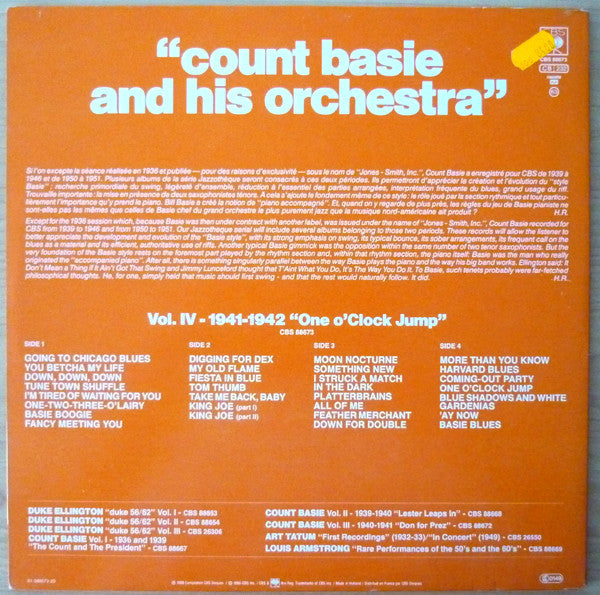 Release: Count Basie Vol.IV-1941-1942 "One O'Clock Jump"-Vinyl-Netherlands-1986-CBS 88673-7982847