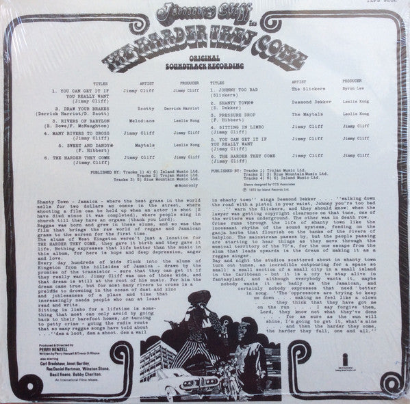 Release: The Harder They Come (Original Soundtrack Recording)-Vinyl-Jamaica-None-ILPS 9202-4036780