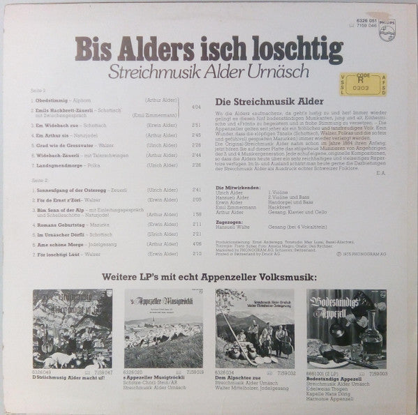Master Release: Bis Alders Isch Loschtig by Streichmusik Alder Urnäsch