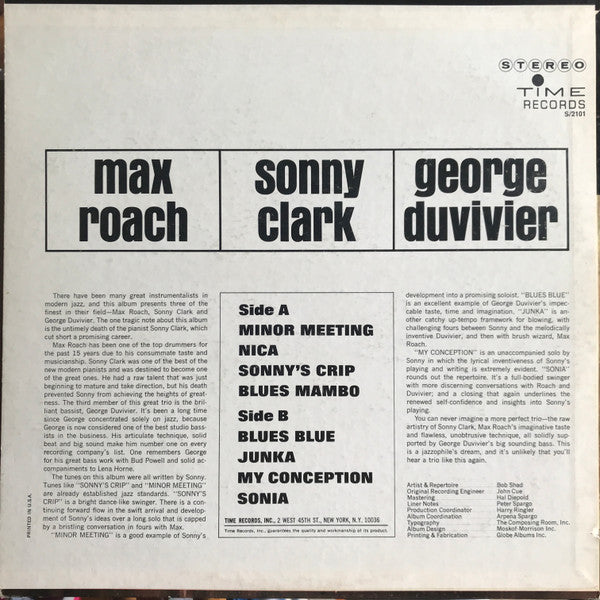 Release: Sonny Clark Trio-Vinyl-US-1962-S/2101-2819610