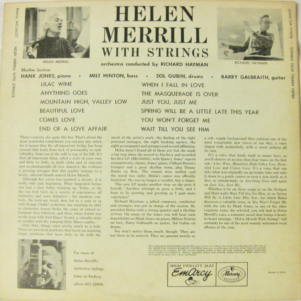 Release: Helen Merrill With Strings-Vinyl-US-1955-MG-36057, MG-36057-4009094