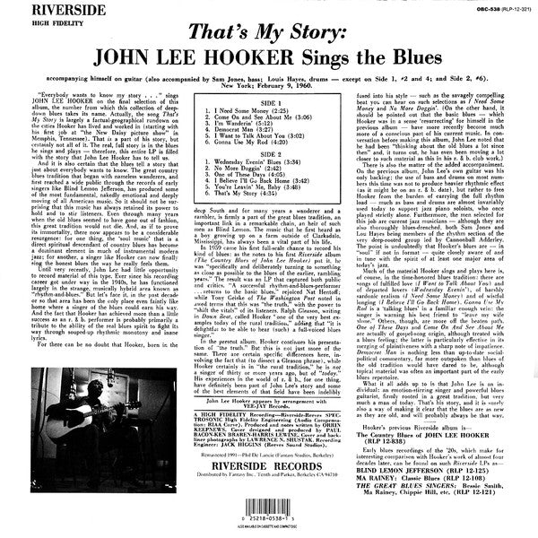 Master Release: That's My Story: John Lee Hooker Sings The Blues by John Lee Hooker