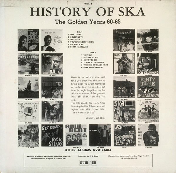Master Release: History Of Ska Vol. 1 - The Golden Years 60-65  by Various