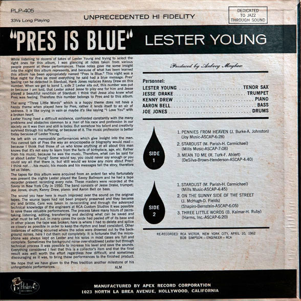 Master Release: Pres Is Blue by Lester Young