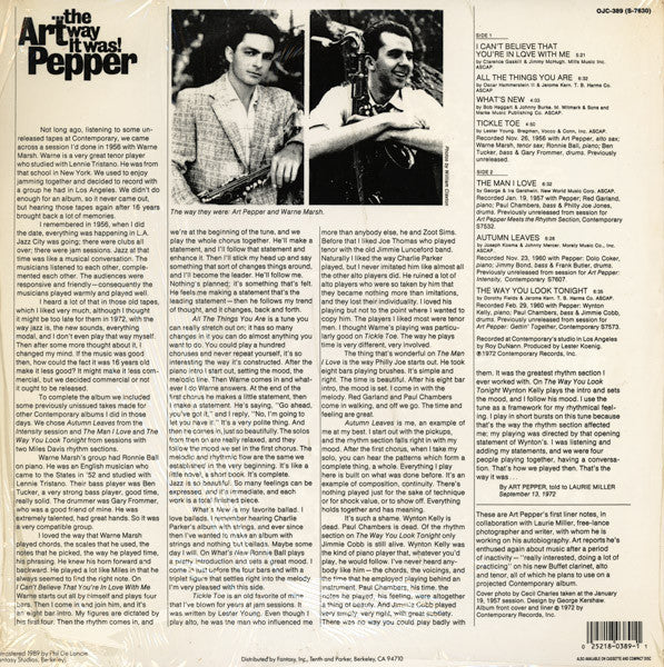 Release: ...The Way It Was!-Vinyl-US-1989-OJC-389, S-7630-4476492