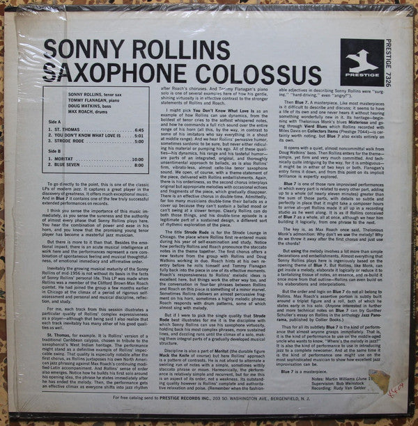 Release: Saxophone Colossus-Vinyl-US-1964-PR 7326, PRST 7326-9896875