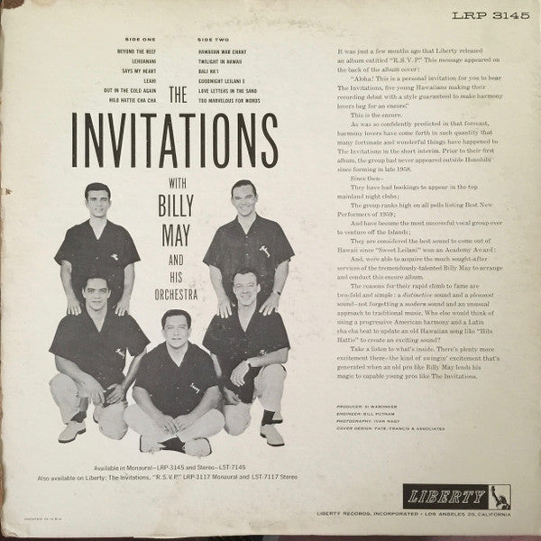 Release: The Invitations With Billy May And His Orchestra-Vinyl-US-1960-LRP-3145-8409015