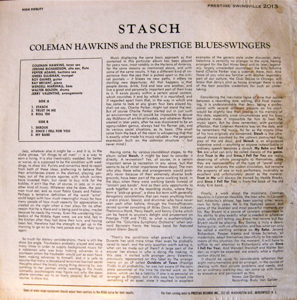 Master Release: Stasch by The Prestige Blues-Swingers