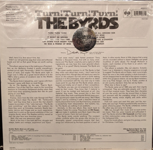 Release: Turn! Turn! Turn!-Vinyl-UK-1998-492519 1, SVLP 0037-2753599