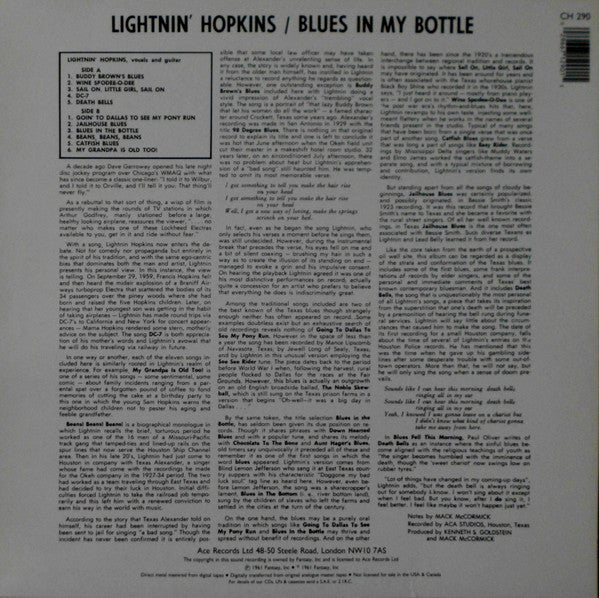 Master Release: Blues In My Bottle by Lightnin' Hopkins