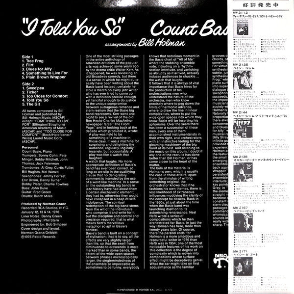 Master Release: I Told You So by Count Basie Orchestra